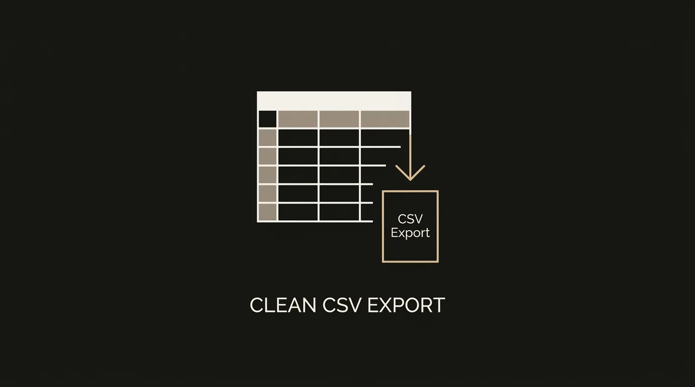 Illustration of a spreadsheet table exporting to a CSV document